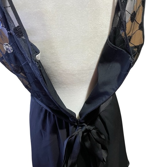 Ricki’s Black Cocktail Dress-Lined-Mesh Bodice-sequin Design-Sequin Belt-Size 12 - Picture 7 of 11